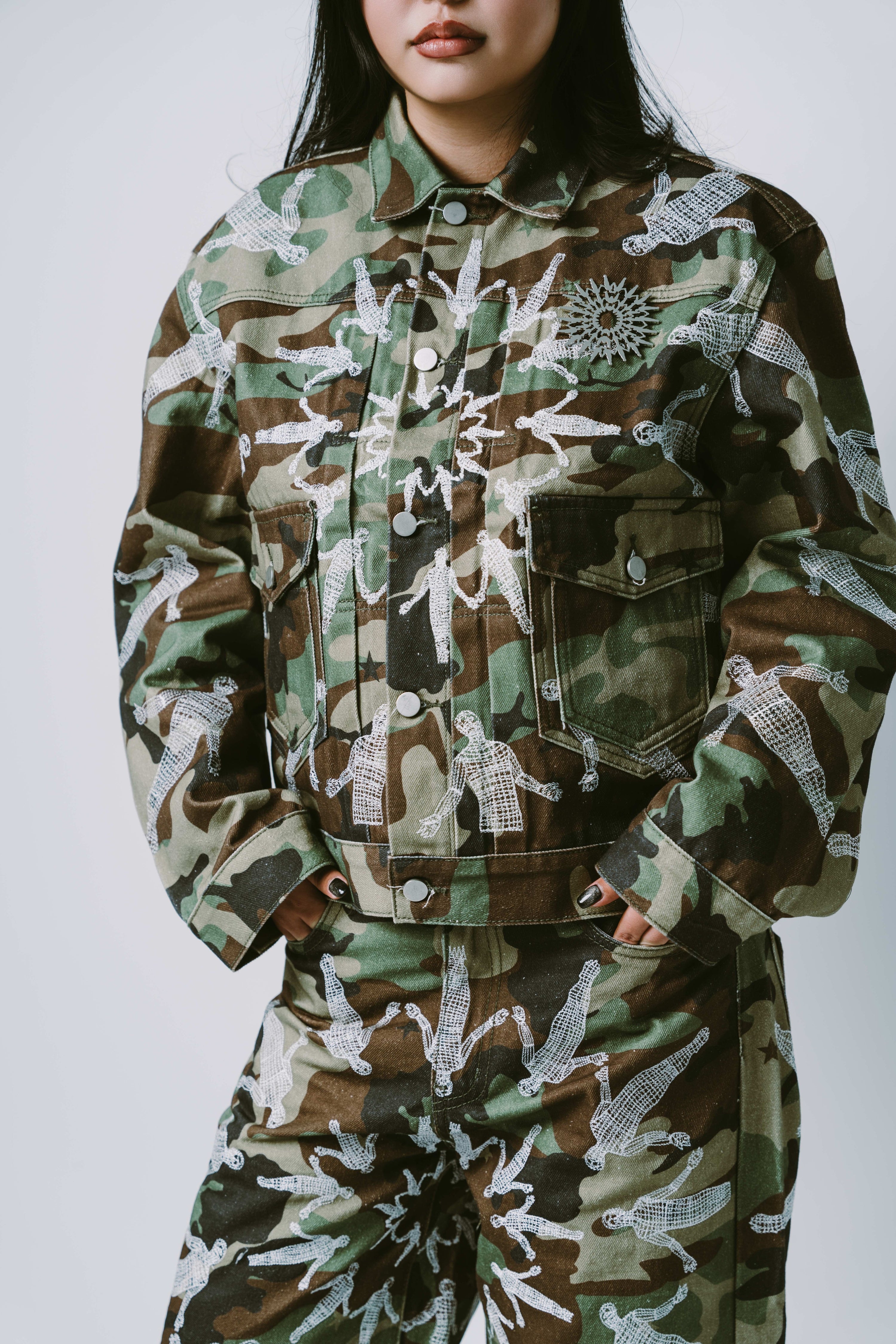 (1) CYCLE INTERMINABLE 14 oz. JAPANESE RAW DENIM JACKET (CAMO)