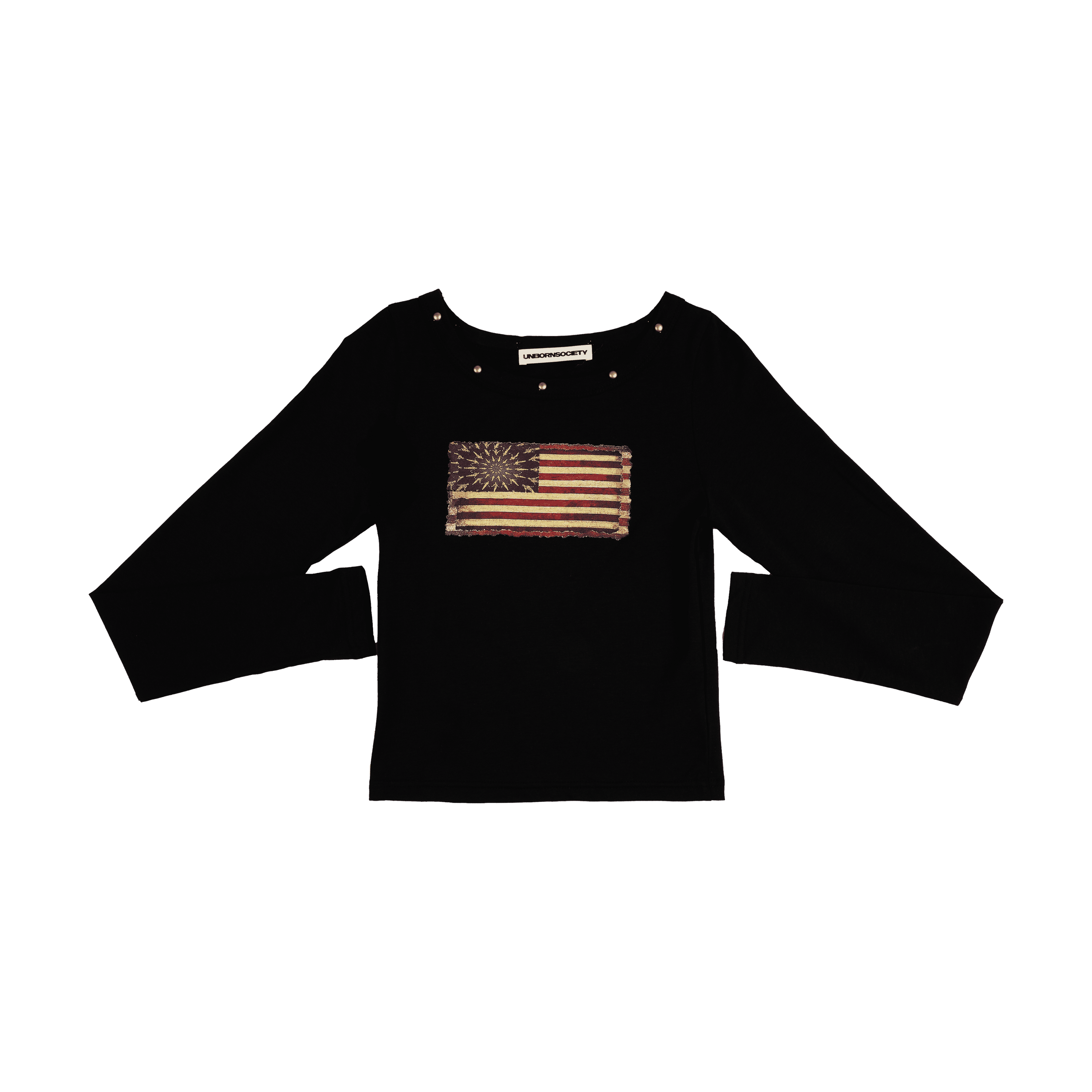 UNBORN STATE FLAG LONG-SLEEVE BABY TEE (Black)