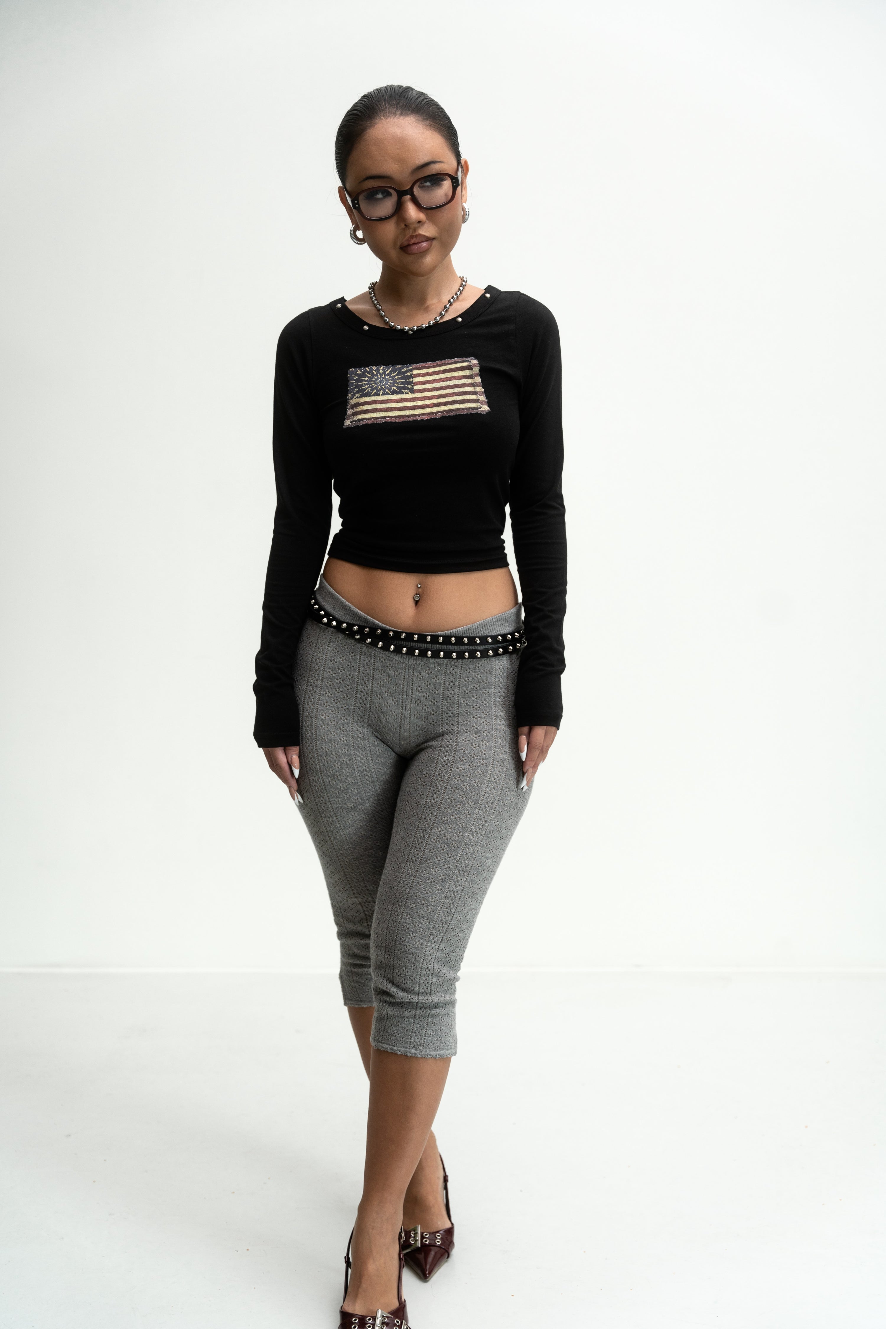UNBORN STATE FLAG LONG-SLEEVE BABY TEE (Black)