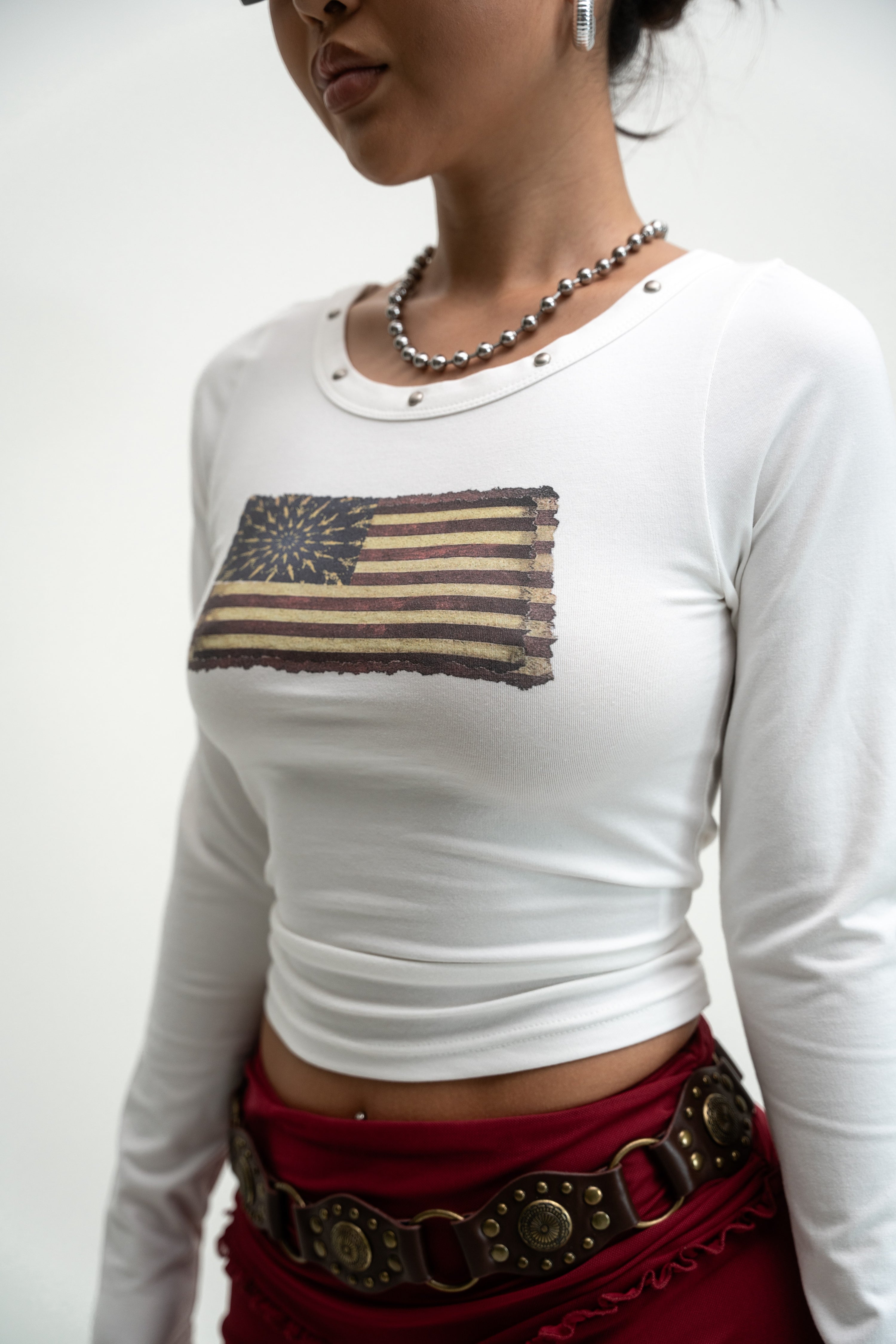 UNBORN STATE FLAG LONG-SLEEVE BABY T-SHIRT (White)