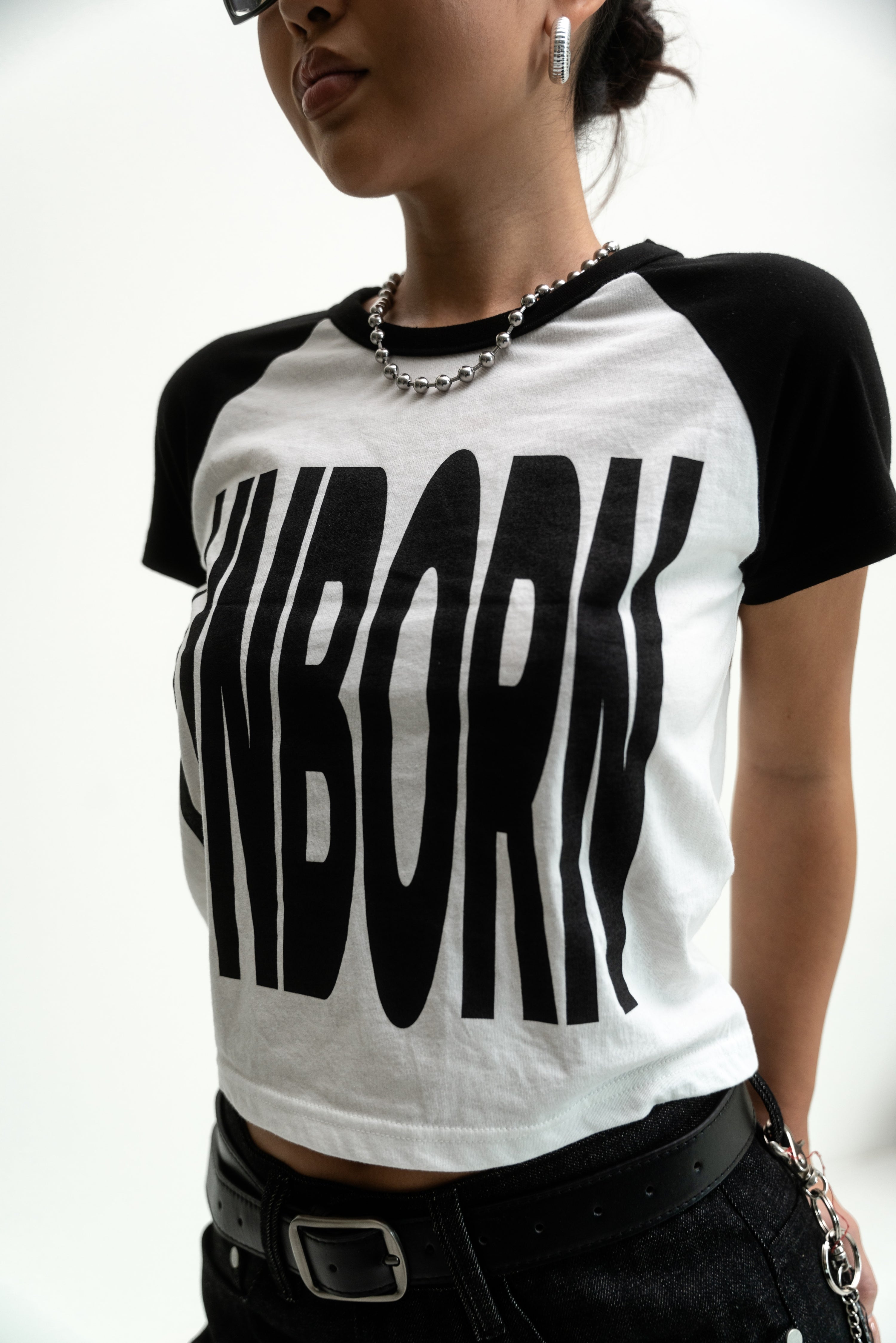 UNBORN LOGO RAGLAN BABY TEE (Black/White)