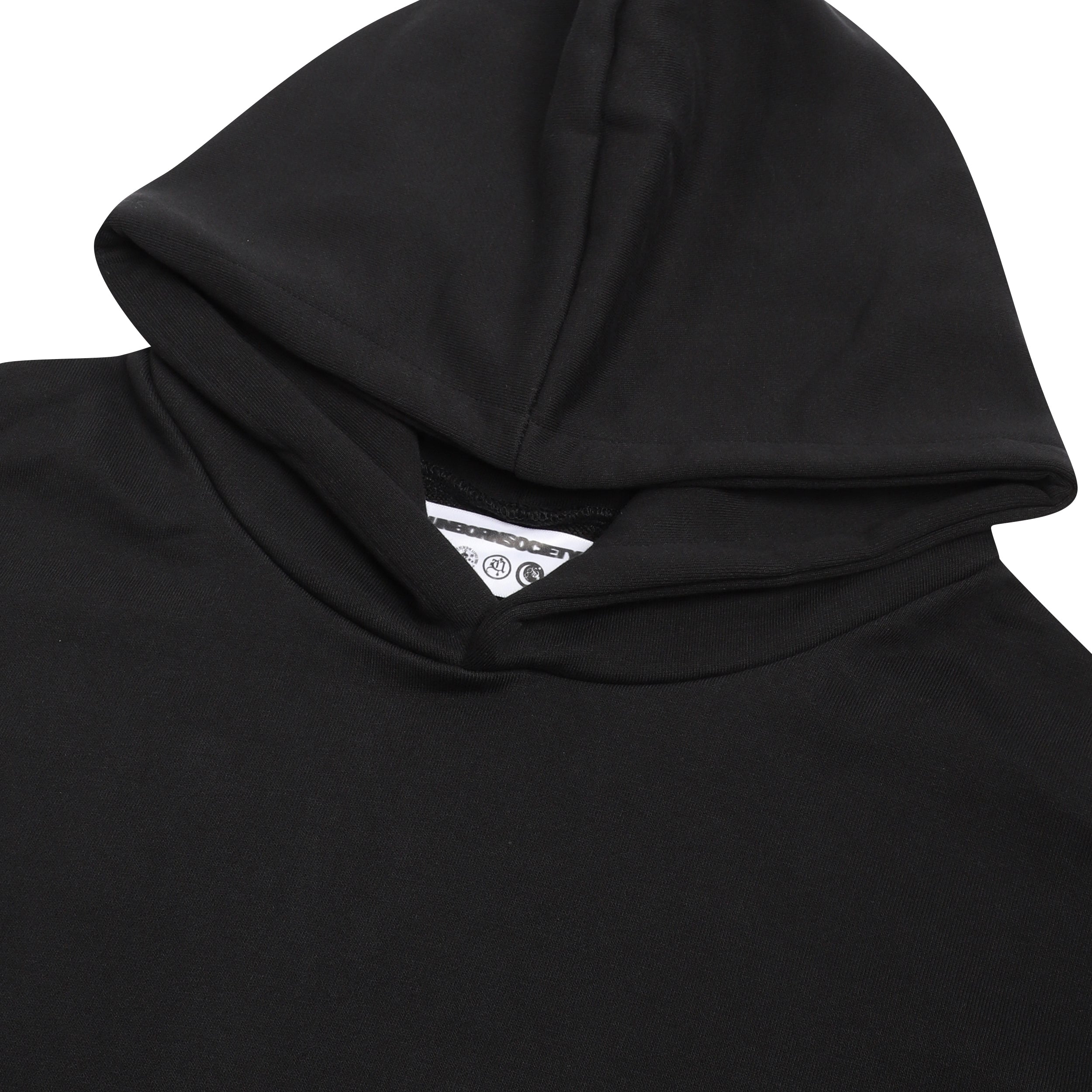 14. "UNBORNSOCIETY" EMBROIDERY LOGO HOODIE (Black)