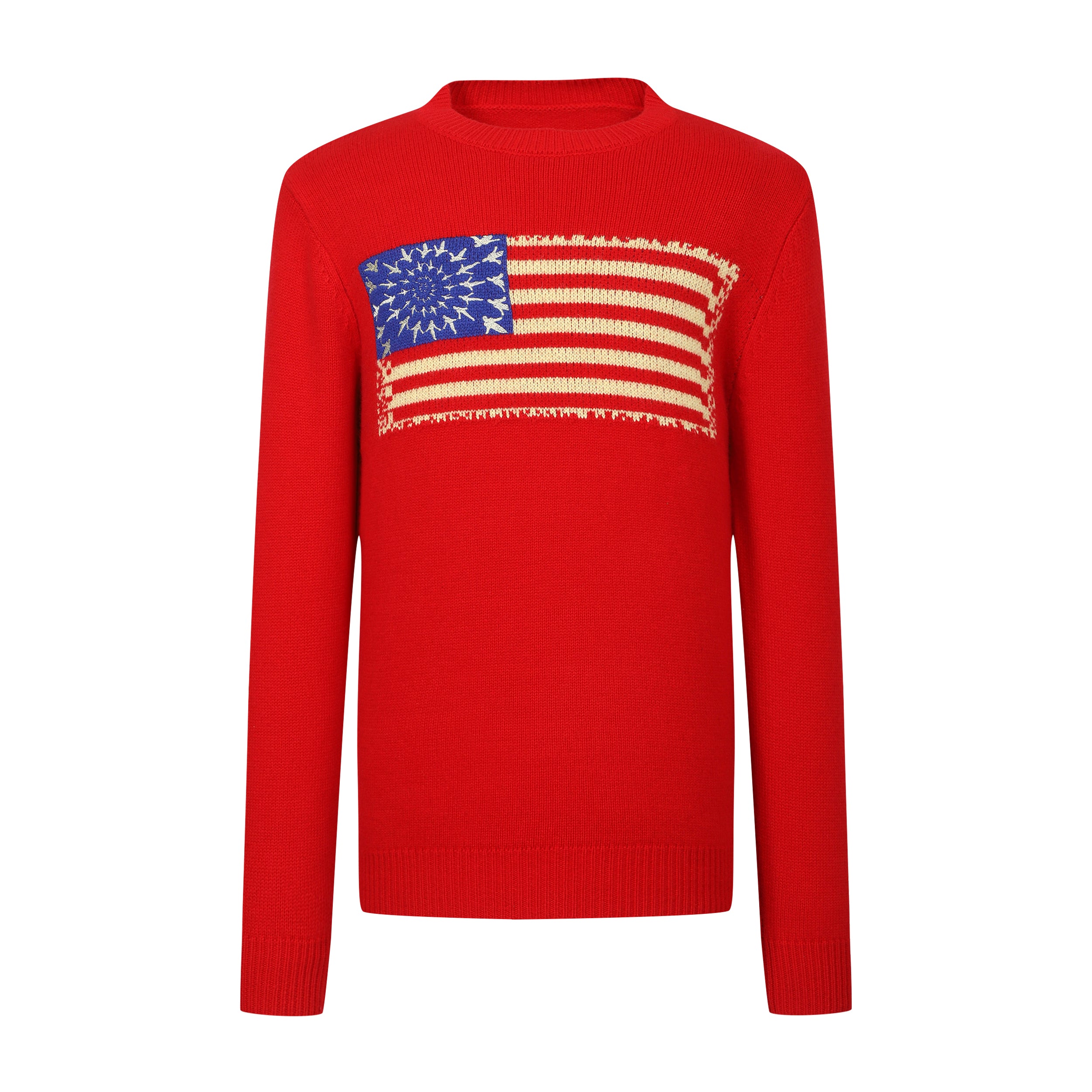 (4) UNBORN STATE FLAG WOOL KNIT SWEATER (Red)