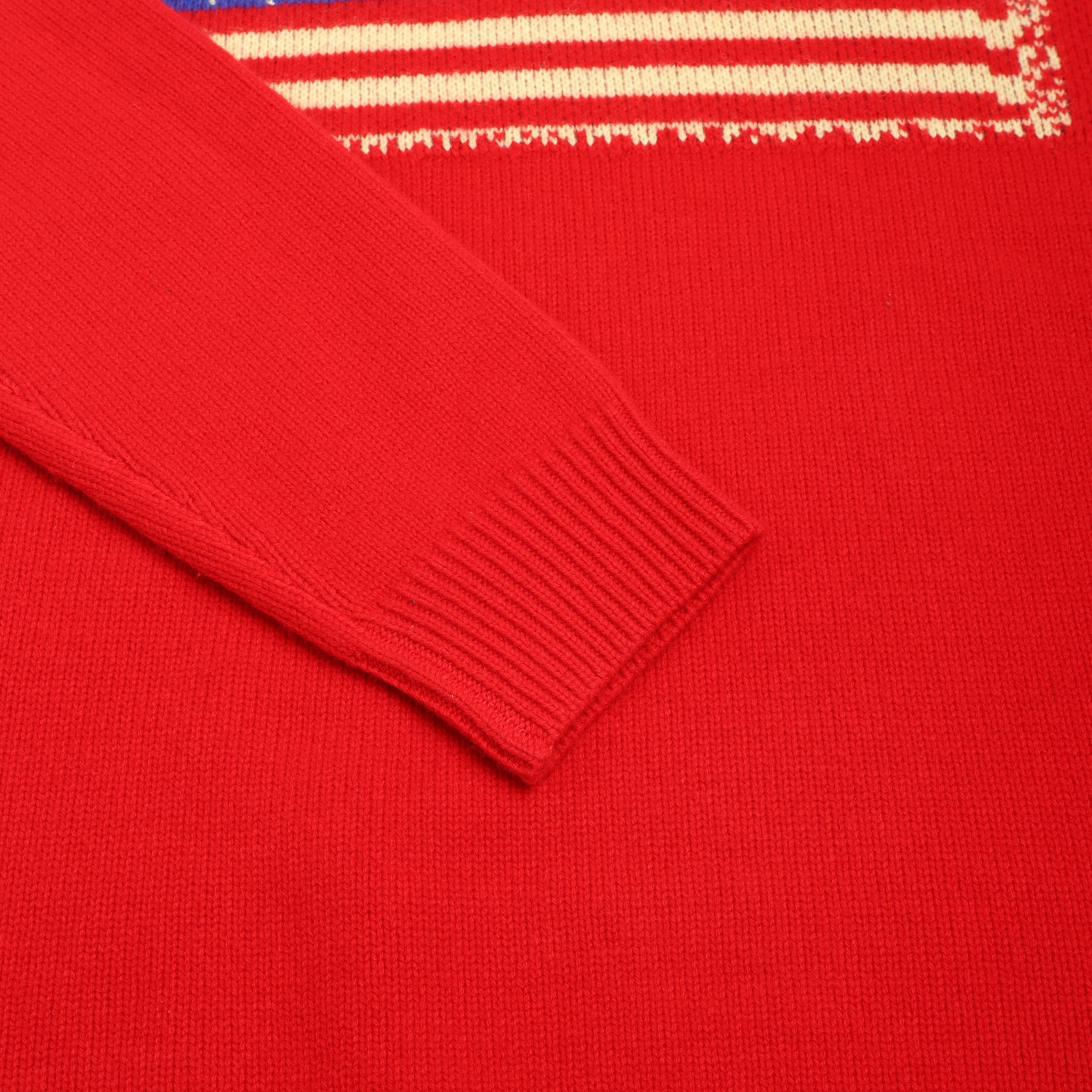(4) UNBORN STATE FLAG WOOL KNIT SWEATER (Red)