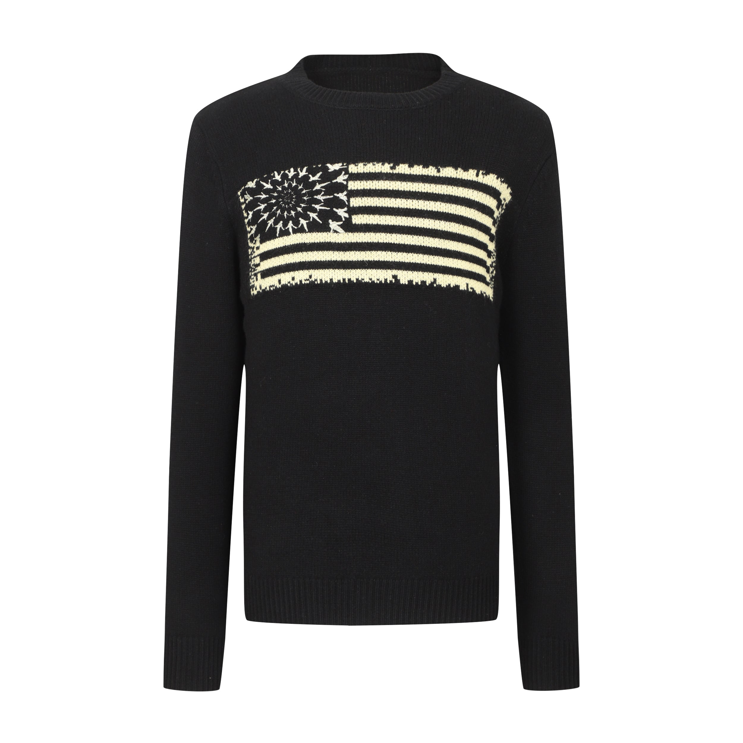 (6) UNBORN STATE FLAG WOOL KNIT SWEATER (Black)