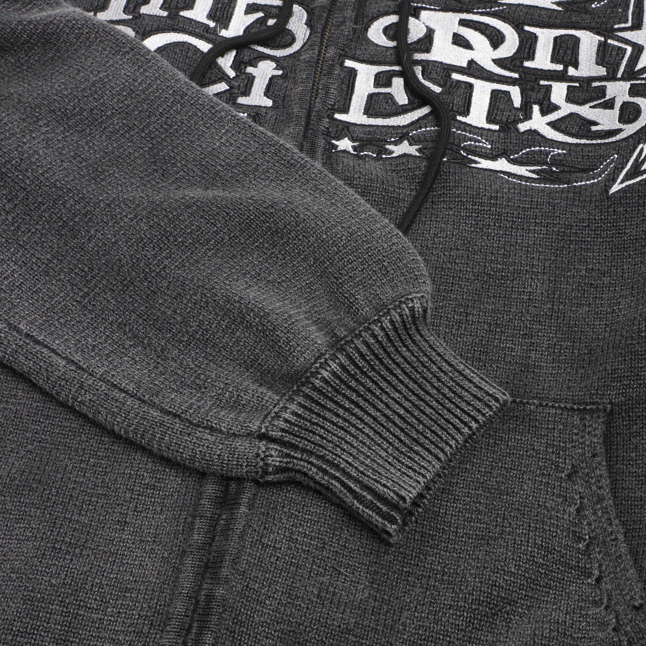 11. UNBORN SOCIETY STONEWASH KNITTED HOODIE (Ash Grey)