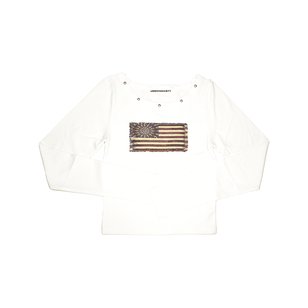 UNBORN STATE FLAG LONG-SLEEVE BABY T-SHIRT (White)