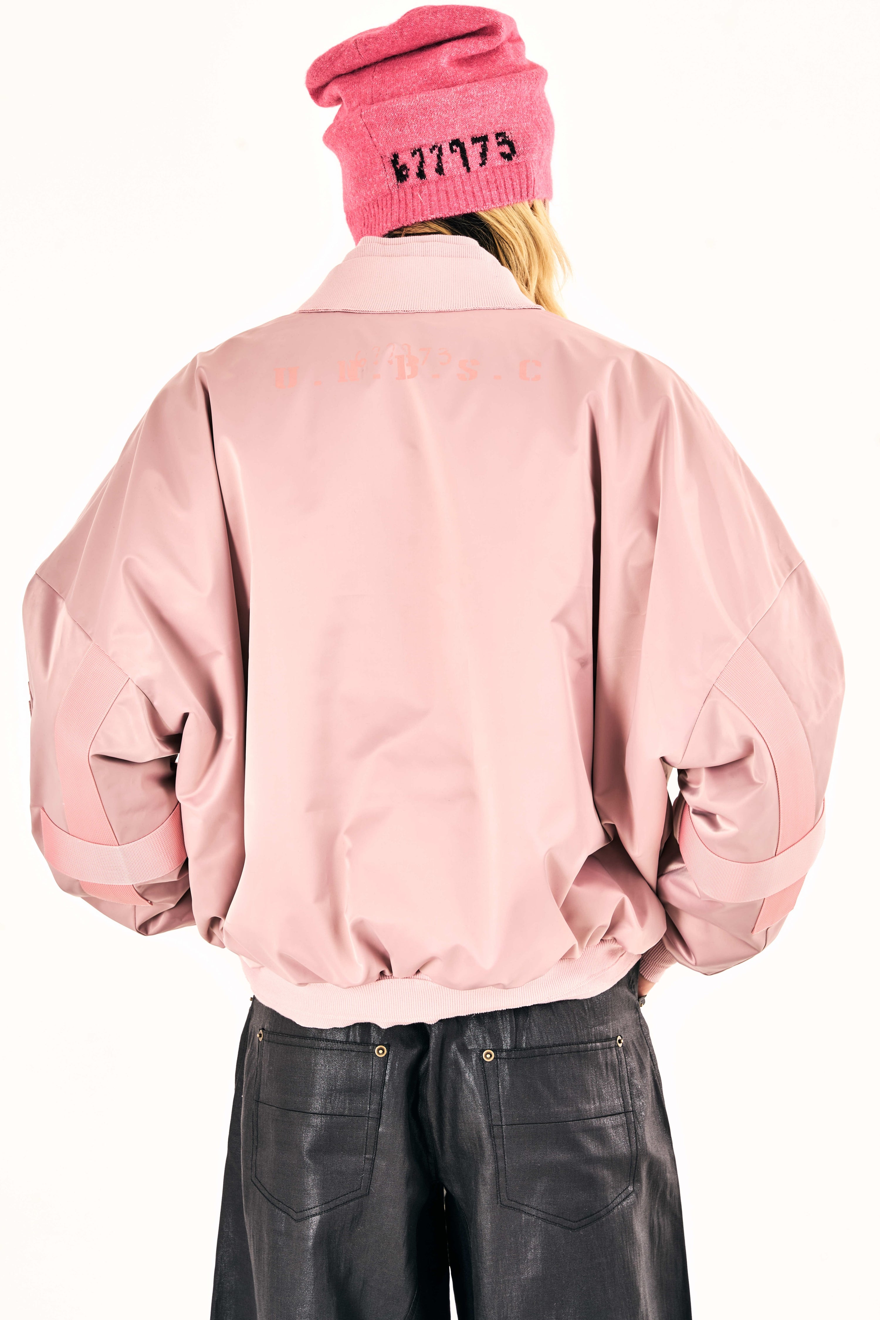 ‘U.N.B.S.C.’ Bomber Jacket (Salmon Pink)