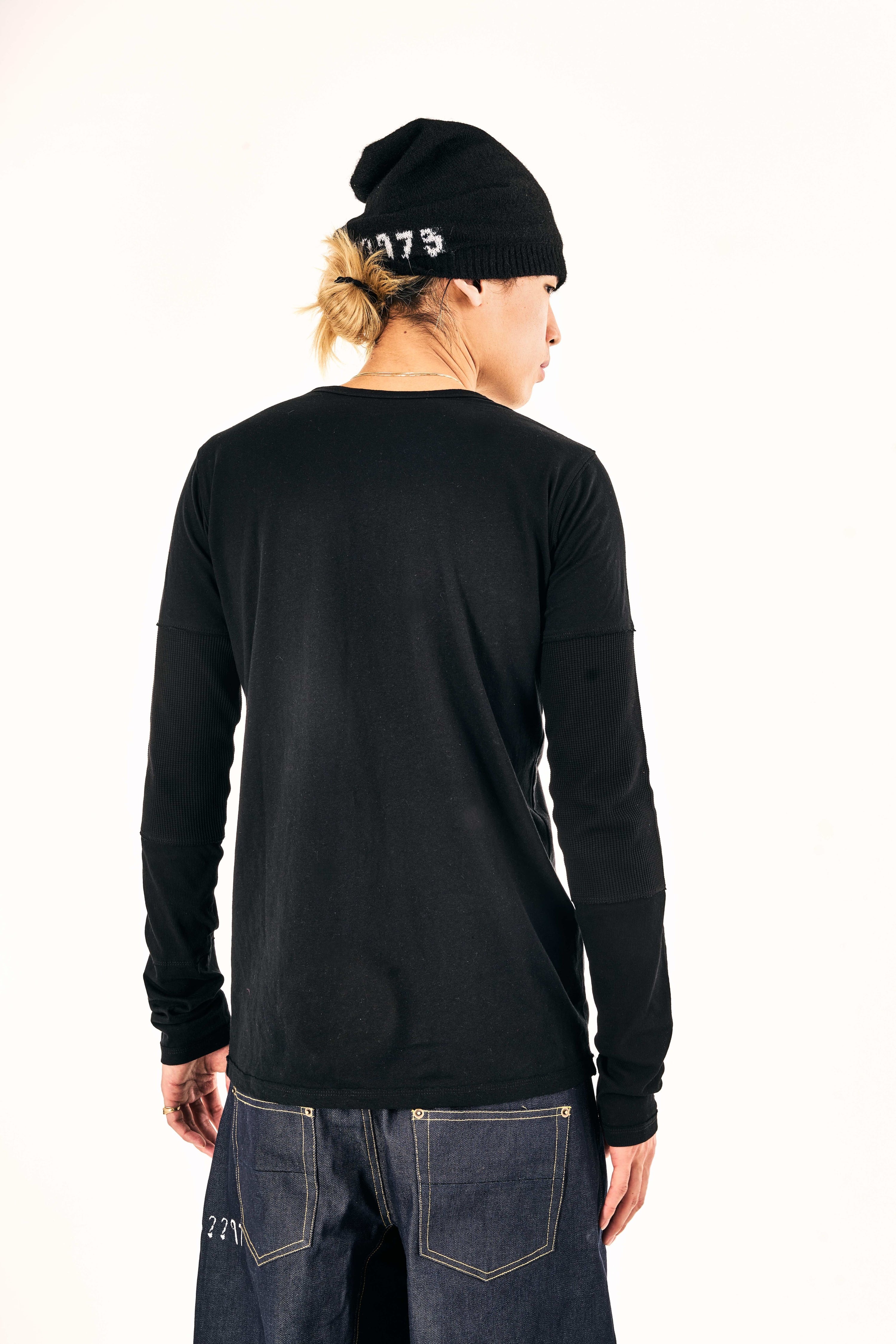 ‘U.N.B.S.C.’ Deconstructed Long Sleeve T-Shirt (Black)