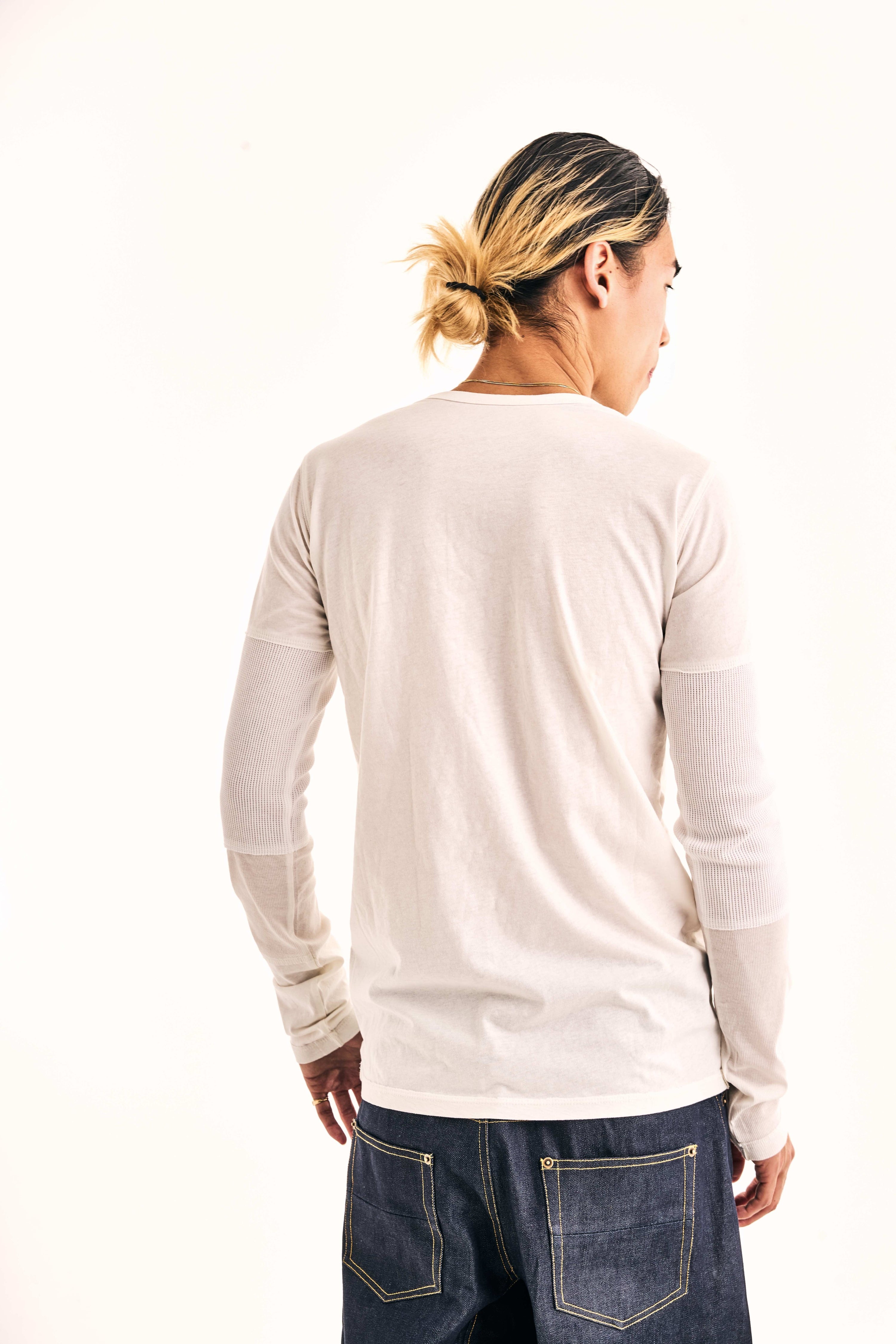 ‘U.N.B.S.C.’ Deconstructed Long Sleeve T-Shirt (White)